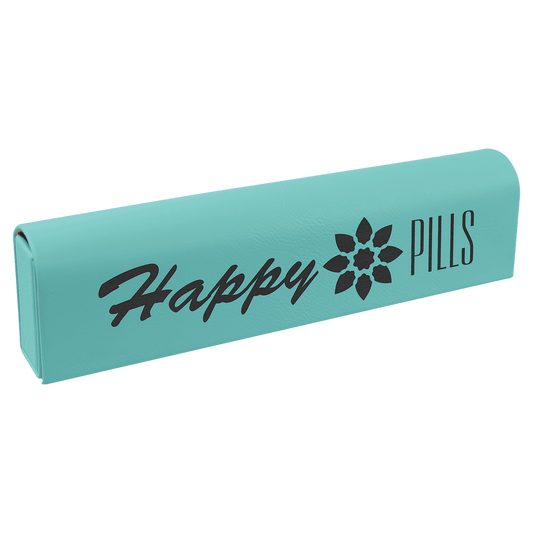 Personalized Teal Lasered Leatherette Pill Box with Days of the Week Organizer