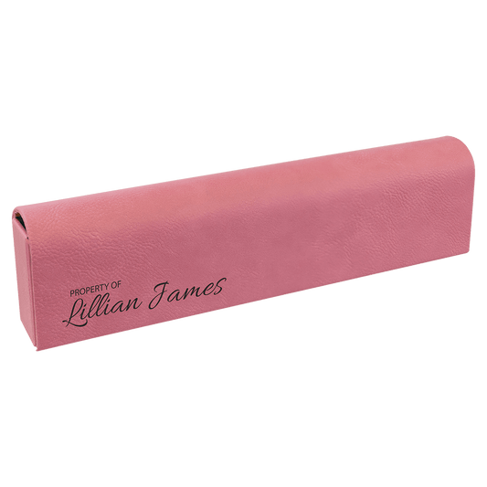 Personalized Pink Lasered Leatherette Pill Box with Days of the Week Organizer