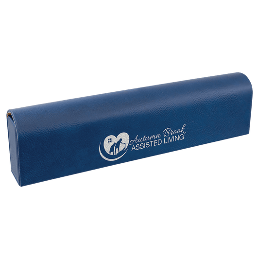 Personalized Blue/Silver Lasered Leatherette Pill Box with Days of the Week Organizer