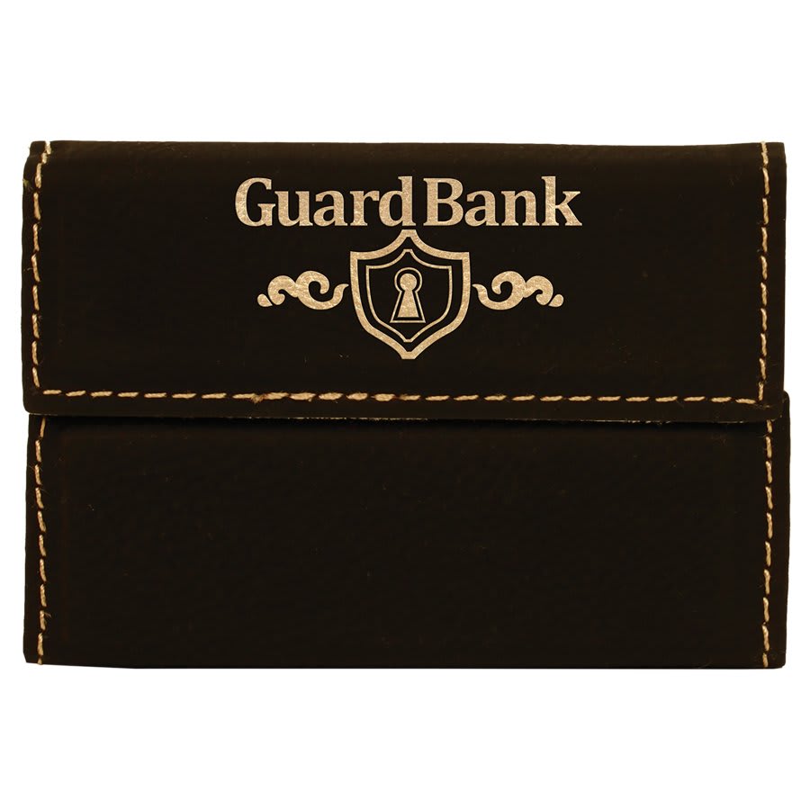 Personalized Black/Gold Leatherette Hard Business Card Case with Magnetic Closure - Leatherette