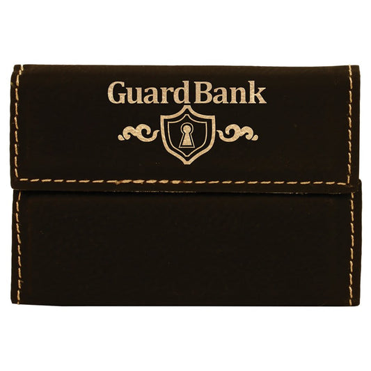 Personalized Black/Gold Leatherette Hard Business Card Case with Magnetic Closure - Leatherette