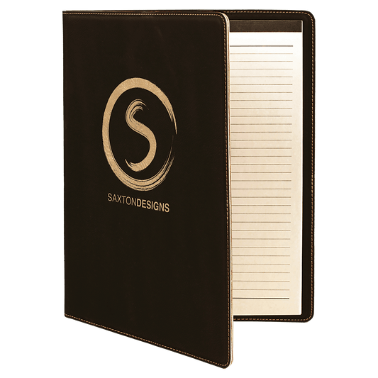 Personalized Black/Gold Leatherette Portfolio - Leatherette