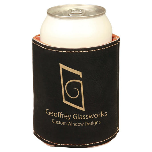 Custom Black/Gold Leatherette Beverage Holder - Leatherette