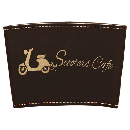 Black/Gold Leatherette Custom Mug Sleeve - Leatherette