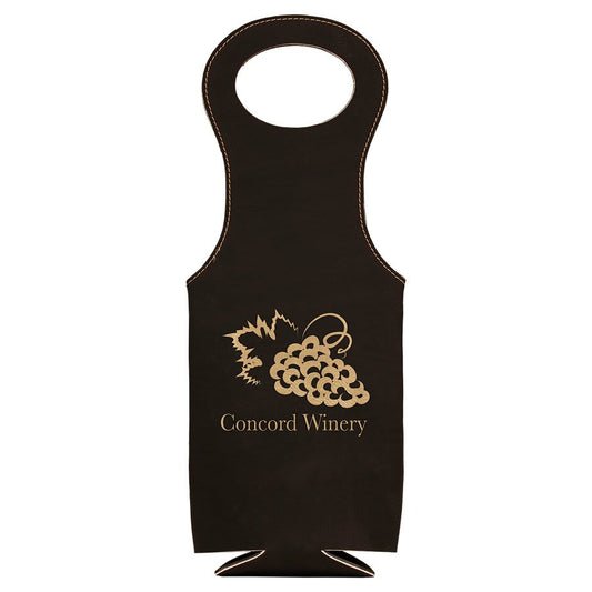 Custom Black/Gold Leatherette Wine Bag - Leatherette