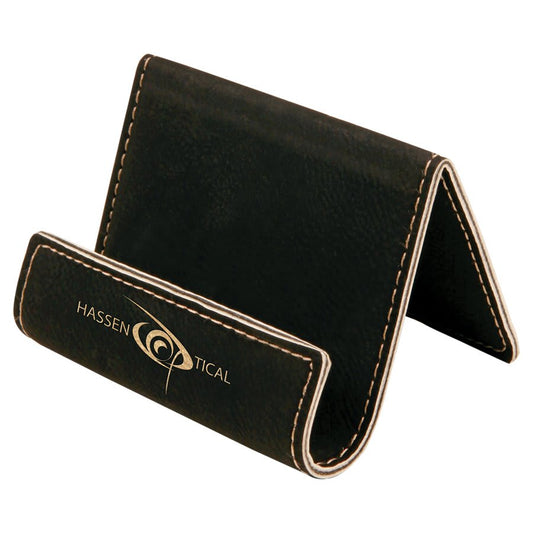 Personalized Black/Gold Leatherette Holder/Easel - Leatherette