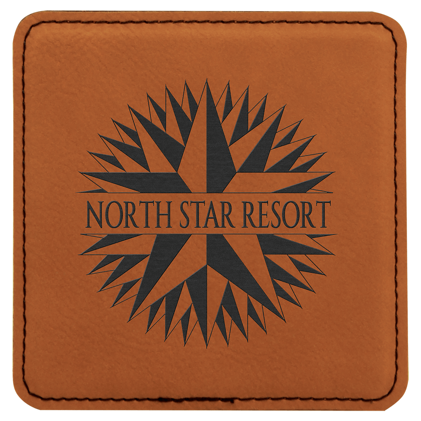 Custom Rawhide Square Leatherette Coaster - Leatherette
