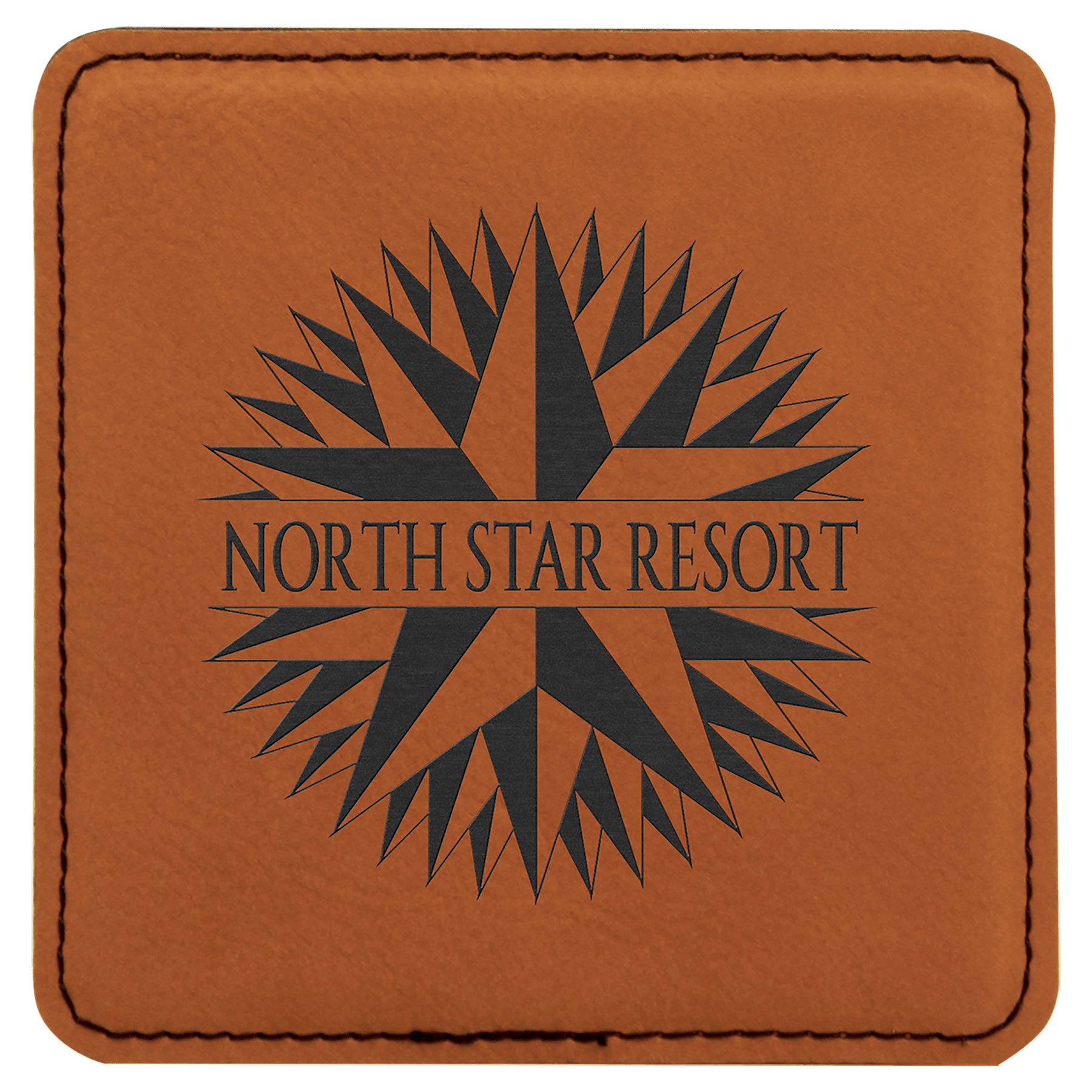 Custom Rawhide Square Leatherette Coaster - Leatherette