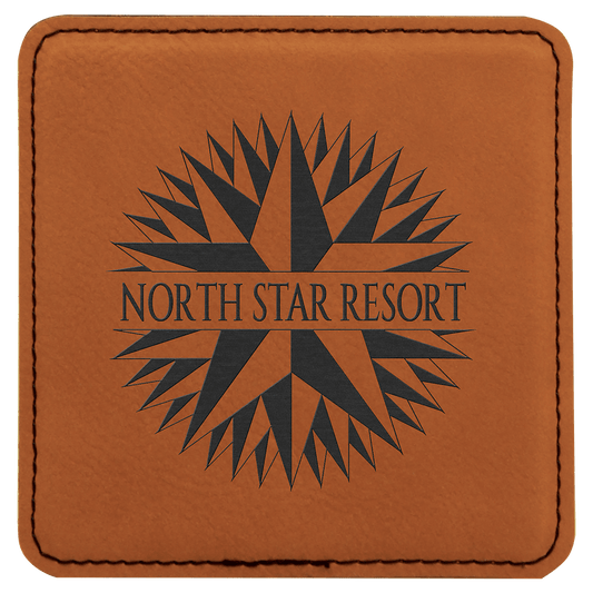 Custom Rawhide Square Leatherette Coaster - Leatherette