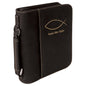 Personalized Black/Gold Leatherette Book/Bible Cover with Zipper - Leatherette