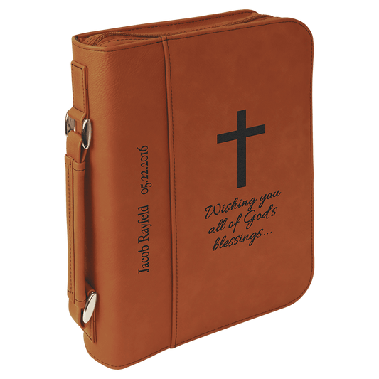 Personalized Rawhide Leatherette Book/Bible Cover with Zipper - Leatherette