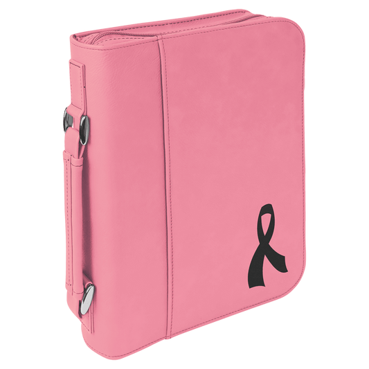 Personalized Pink Leatherette Book/Bible Cover with Zipper - Leatherette