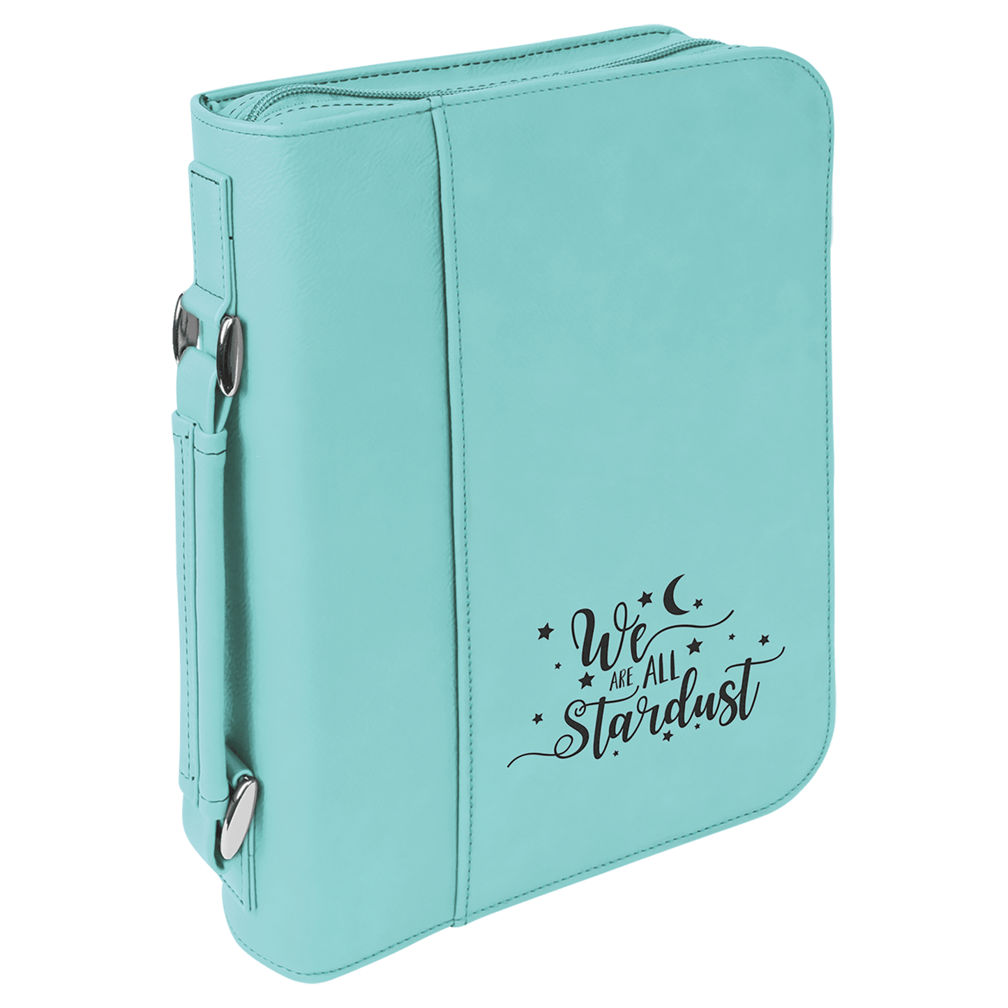 Personalized Teal Leatherette Book/Bible Cover with Zipper - Leatherette
