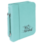 Personalized Teal Leatherette Book/Bible Cover with Zipper - Leatherette
