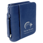Personalized Blue/Silver Leatherette Book/Bible Cover with Zipper - Leatherette