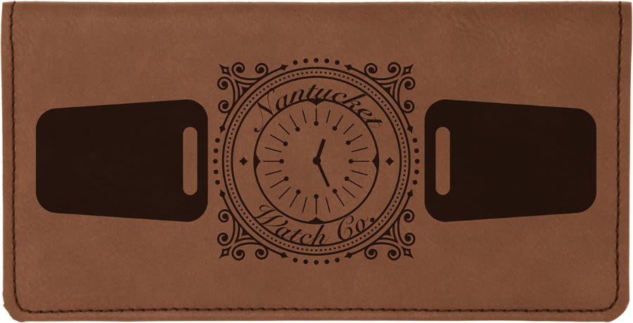 Personalized Dark Brown Leatherette Checkbook Cover - Leatherette