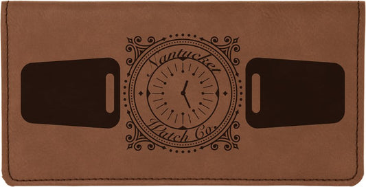 Personalized Dark Brown Leatherette Checkbook Cover - Leatherette