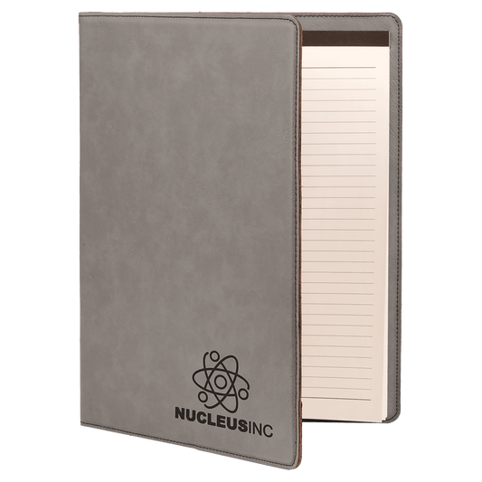 Personalized Gray Leatherette Portfolio - Leatherette