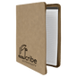 Personalized Light Brown Leatherette Portfolio with Zipper and Notepad - Leatherette