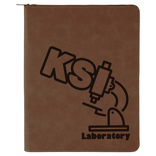 Personalized Dark Brown Leatherette Portfolio with Zipper - Leatherette