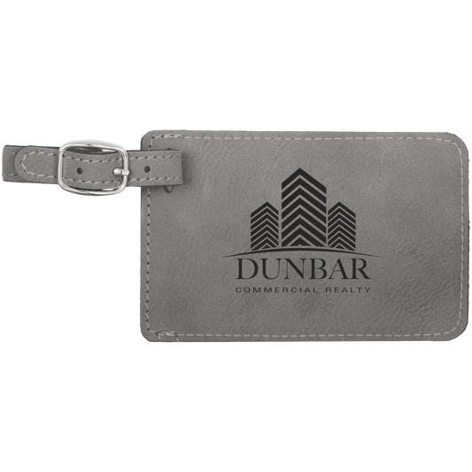 Personalized Gray Leatherette Luggage Tag - Leatherette