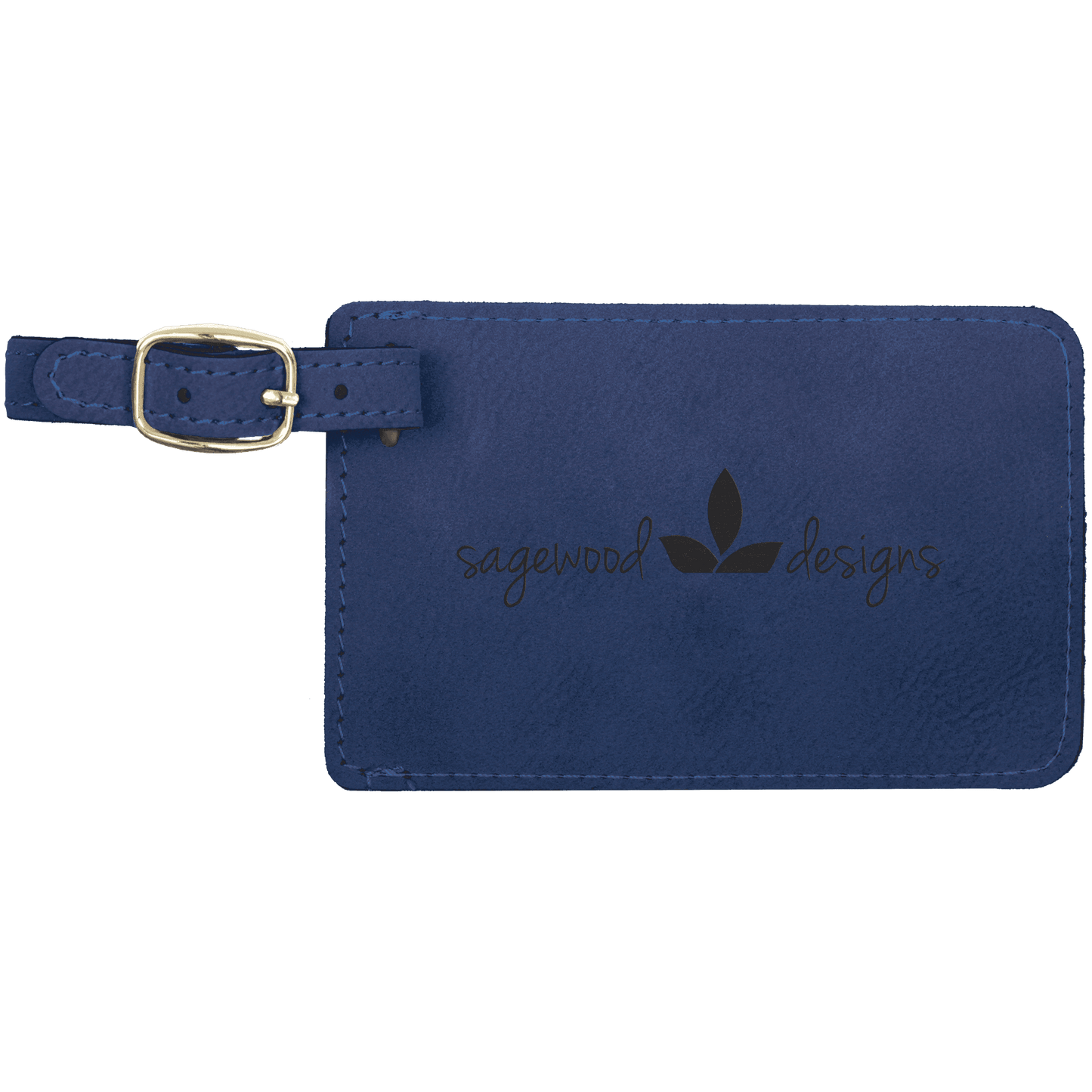 Personalized Blue Leatherette Luggage Tag - Leatherette