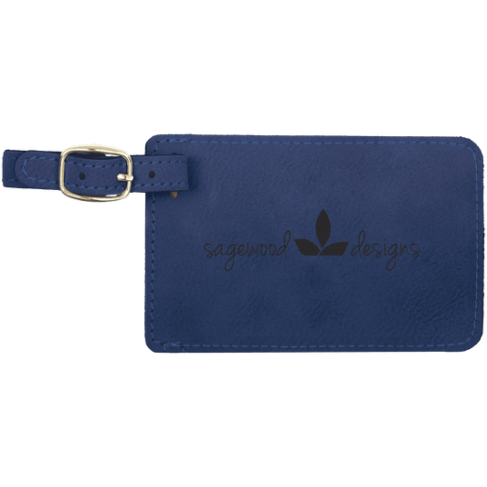 Personalized Blue Leatherette Luggage Tag - Leatherette