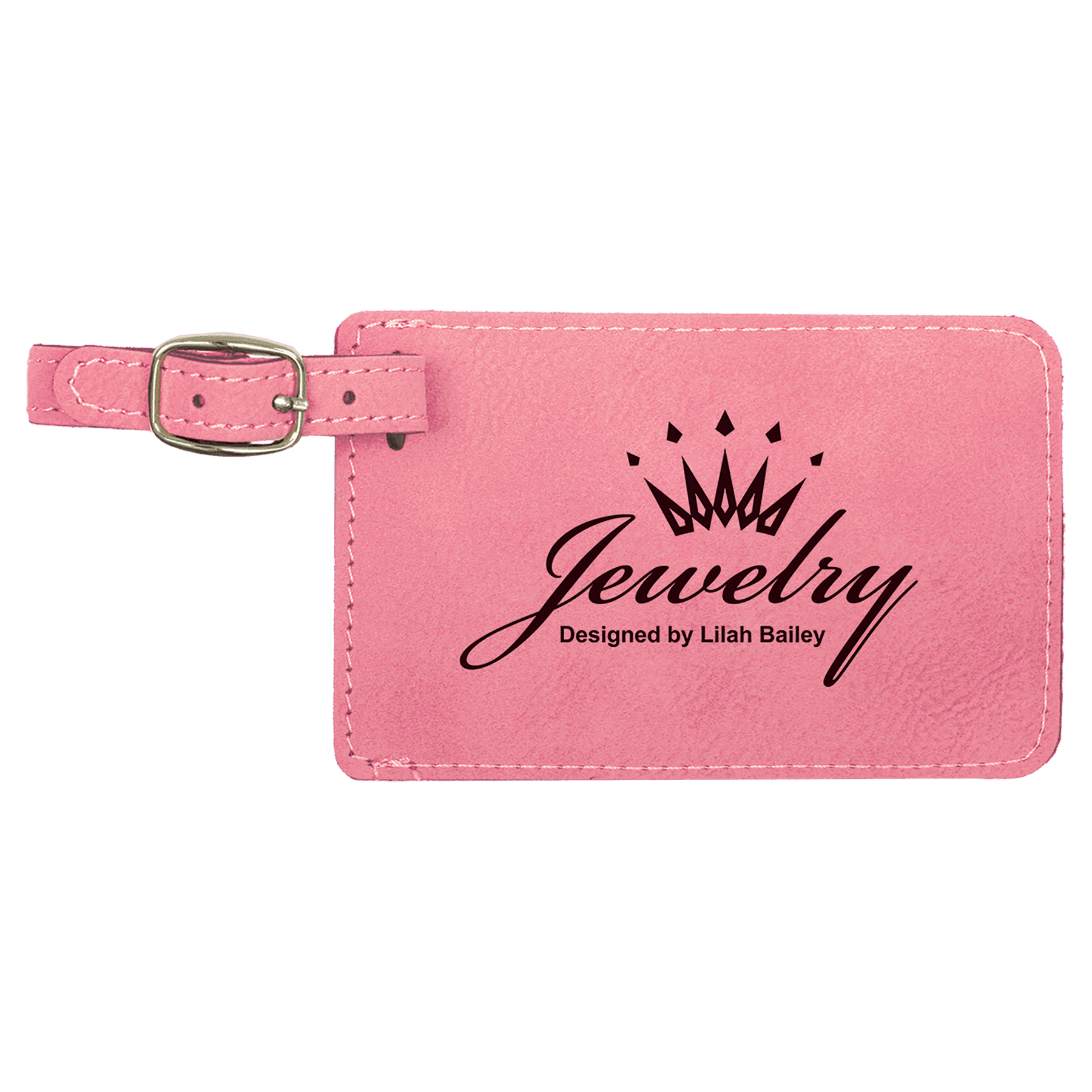 Personalized Pink Leatherette Luggage Tag - Leatherette