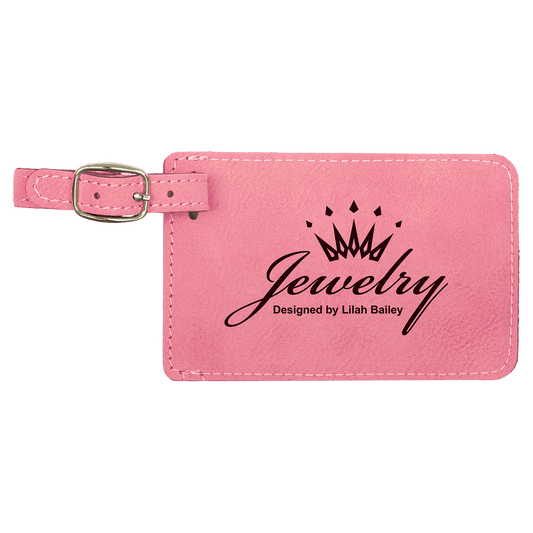 Personalized Pink Leatherette Luggage Tag - Leatherette