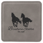 Custom Gray Square Leatherette Coaster - Leatherette