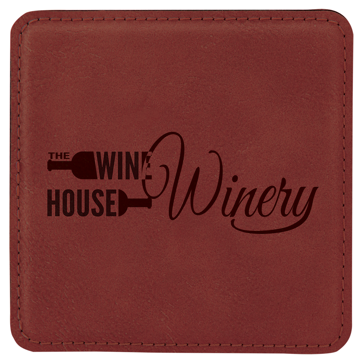 Custom Rose Square Leatherette Coaster - Leatherette