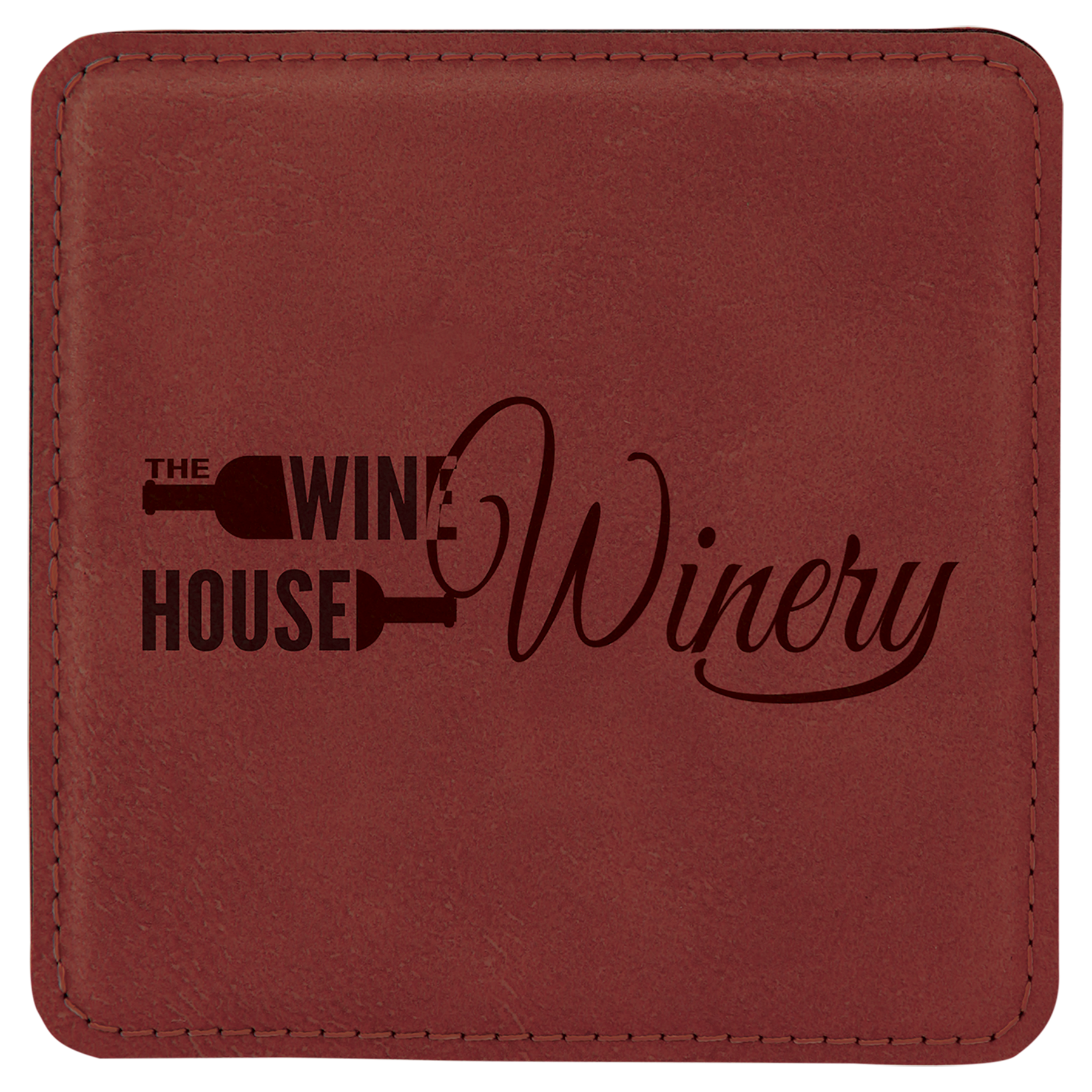 Custom Rose Square Leatherette Coaster - Leatherette
