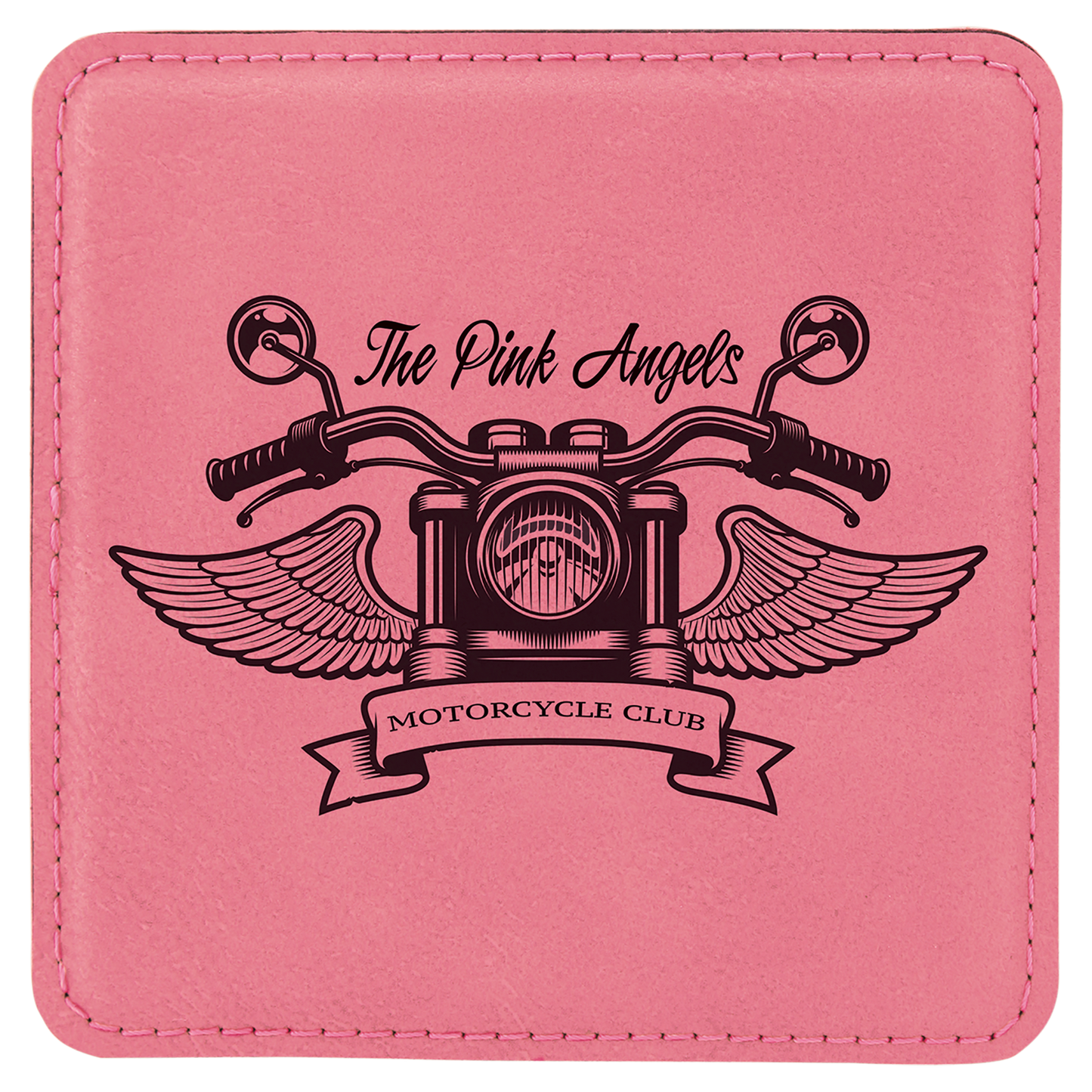 Custom Pink Square Leatherette Coaster - Leatherette