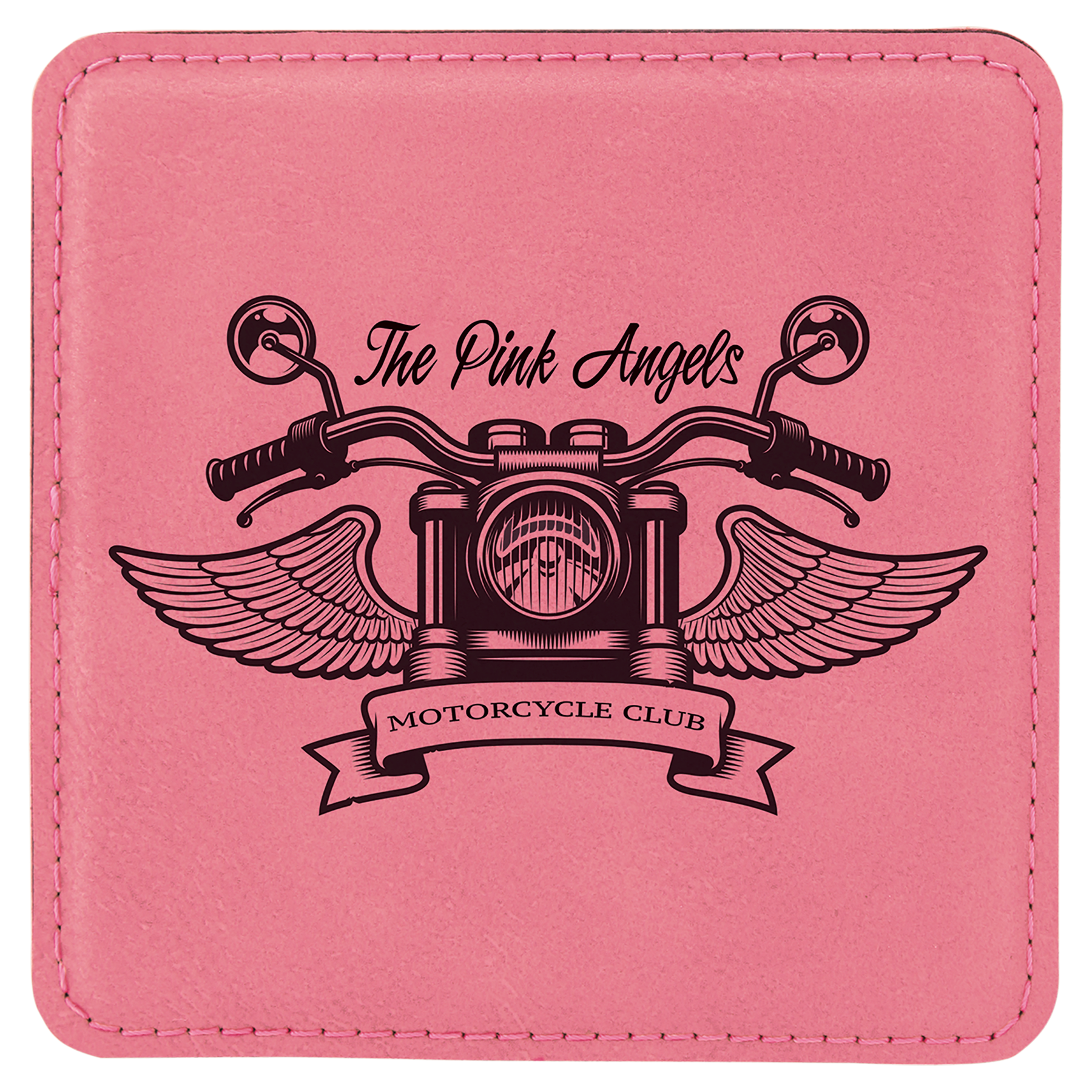 Custom Pink Square Leatherette Coaster - Leatherette