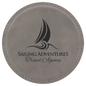 Custom Gray Round Leatherette Coaster - Leatherette