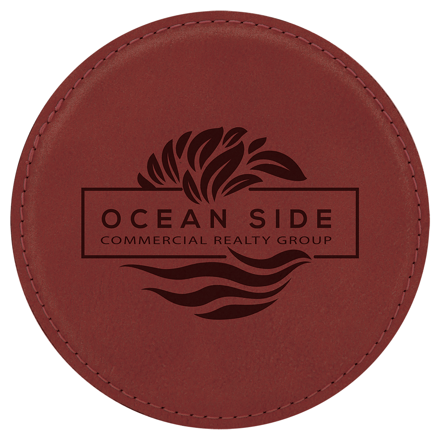 Custom Rose Round Leatherette Coaster - Leatherette