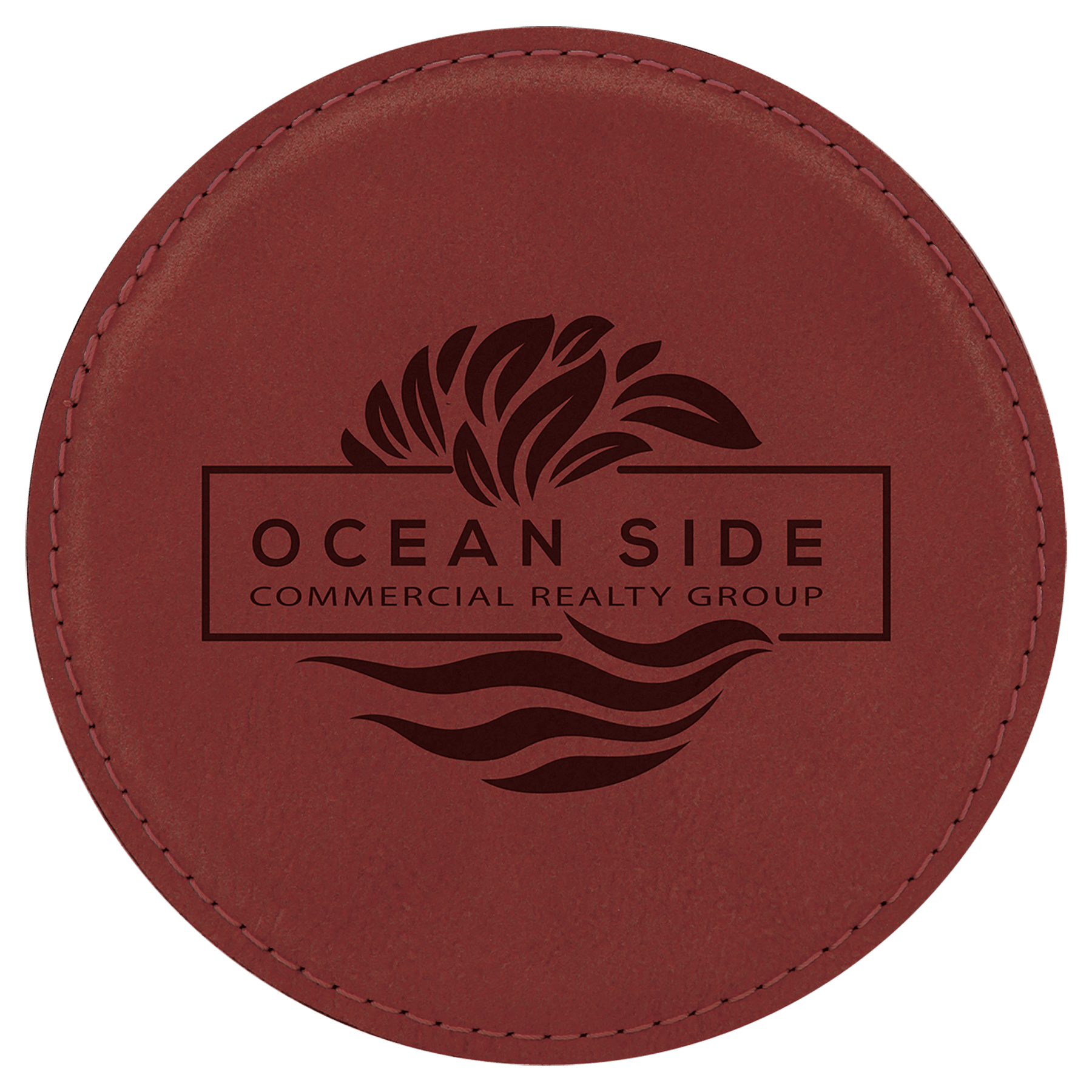 Custom Rose Round Leatherette Coaster - Leatherette