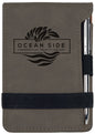 Personalized Gray Leatherette Mini Notepad with Pen - Leatherette