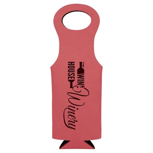 Custom Pink Leatherette Wine Bag - Leatherette