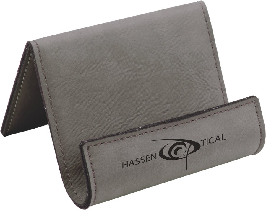 Personalized Gray Leatherette Holder/Easel - Leatherette