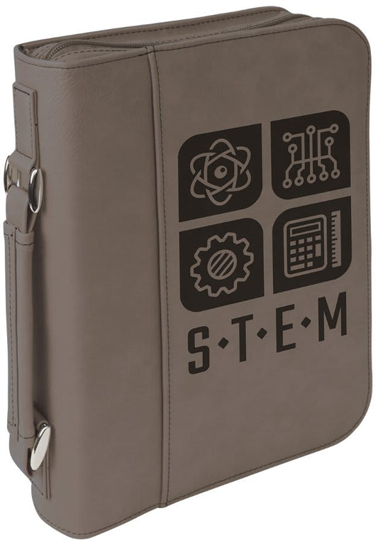 Personalized Gray Leatherette Book/Bible Cover with Zipper - Leatherette