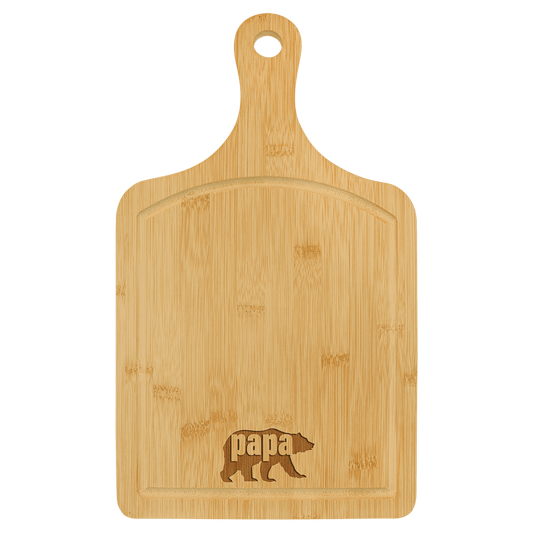 Custom Bamboo Paddle Shaped Cutting Board with Drip Ring
