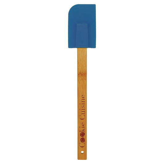 Personalized Blue Silicone Spatula with Bamboo Handle