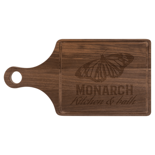 Custom Walnut Paddle Shapled Cutting Board with Drip Ring