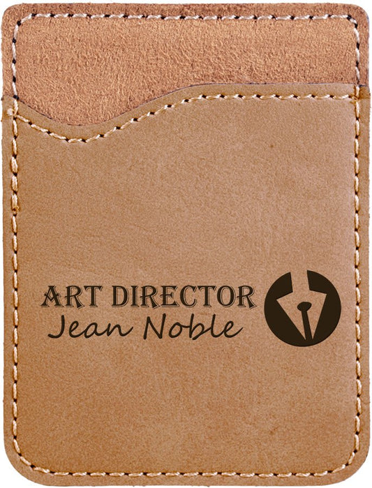 Personalized Light Brown Leatherette Phone Wallet - Leatherette
