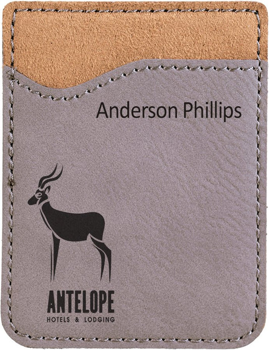 Personalized Gray Leatherette Phone Wallet - Leatherette