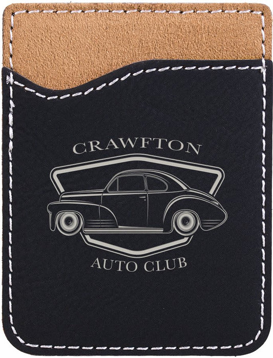 Personalized Black/Silver Leatherette Phone Wallet - Leatherette