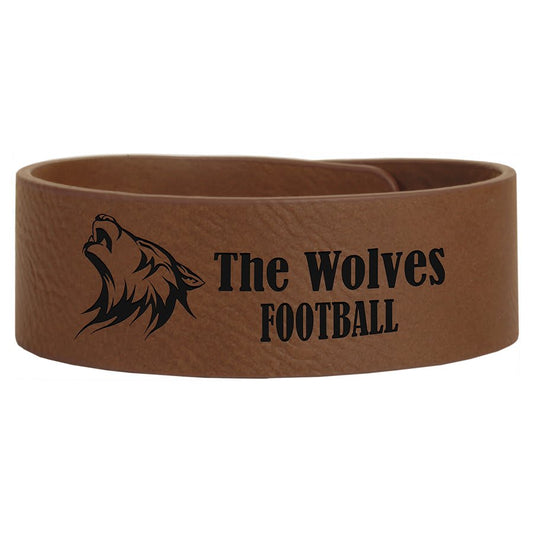 Personalized Dark Brown Leatherette Cuff Bracelet - Leatherette