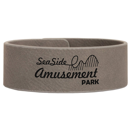 Personalized Gray Leatherette Cuff Bracelet - Leatherette