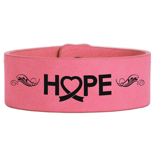 Personalized Pink Leatherette Cuff Bracelet - Leatherette